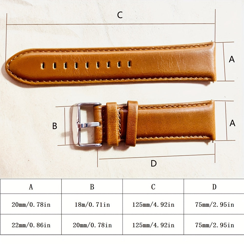 Oil Wax Retro Genuine Leather Strap，20mm 22mm Quick Release Brown Wristband