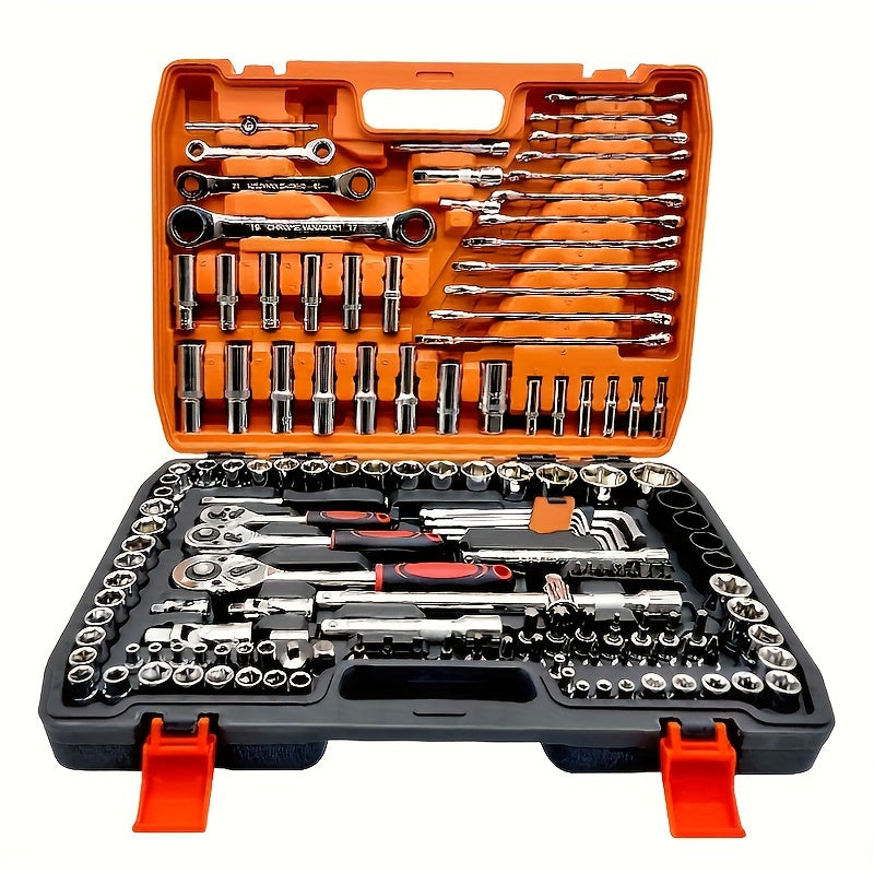 53Set Ratchet Sleeve Wrench Combination - Multifunctional Automobile Maintenance & Repair Tools Kit，Durable Iron Structure，Mixed Colors