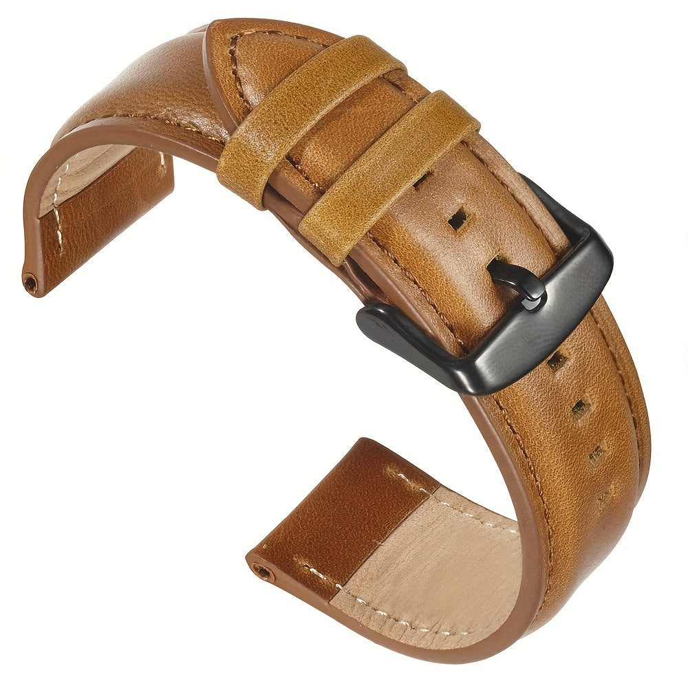 Oil Wax Retro Genuine Leather Strap，20mm 22mm Quick Release Brown Wristband