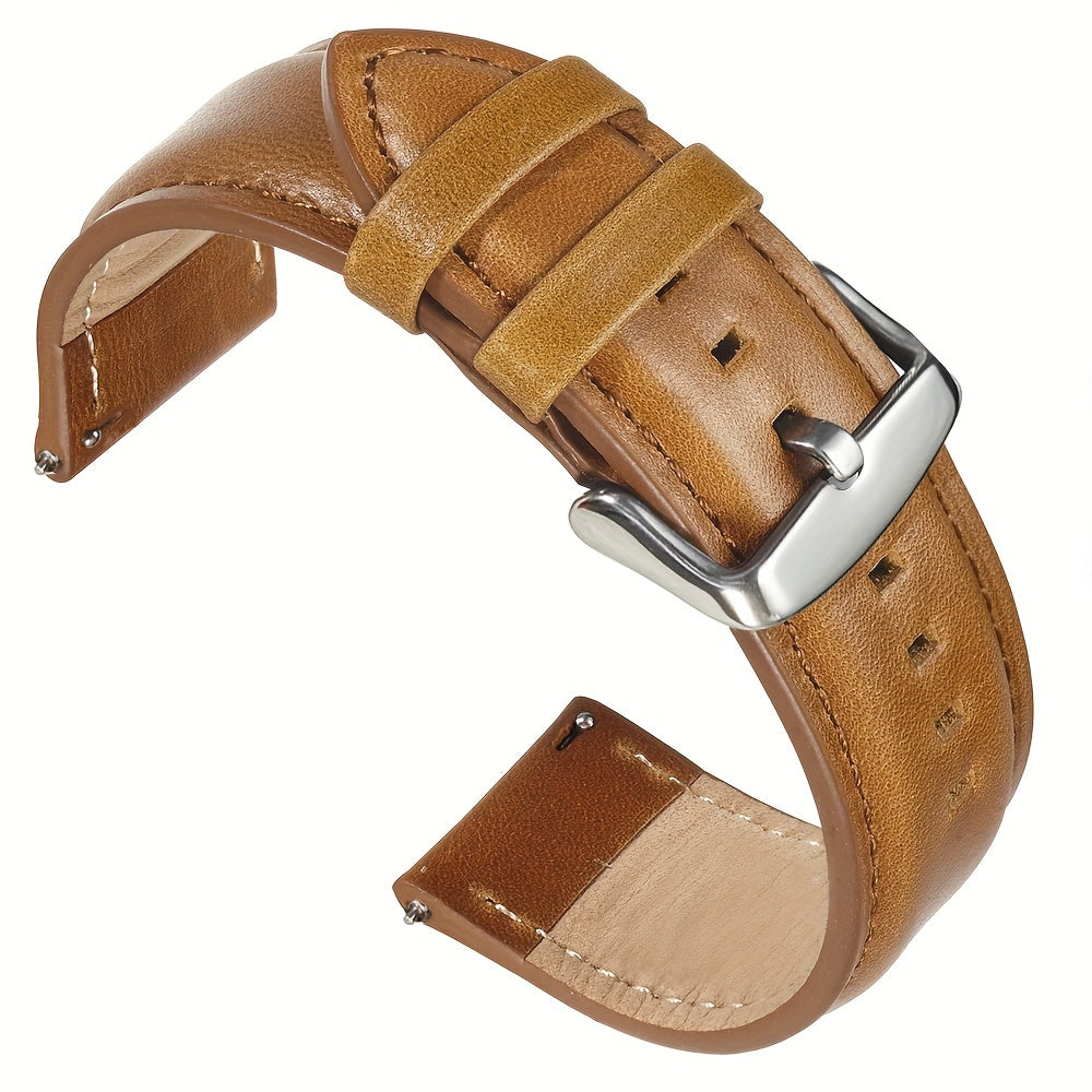 Oil Wax Retro Genuine Leather Strap，20mm 22mm Quick Release Brown Wristband