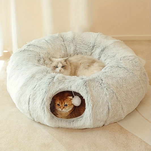 Cat Nest Pet Cat Tunnel Plush Warm Cat Tunnel Foldable Removable Washable Multifunctional Stitching Cat Tunnel