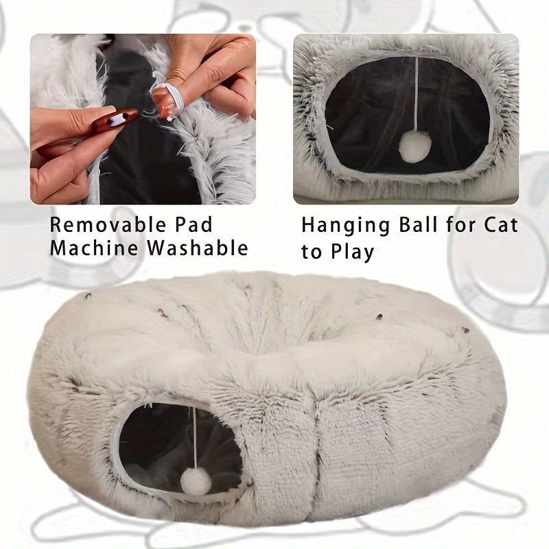 Cat Nest Pet Cat Tunnel Plush Warm Cat Tunnel Foldable Removable Washable Multifunctional Stitching Cat Tunnel