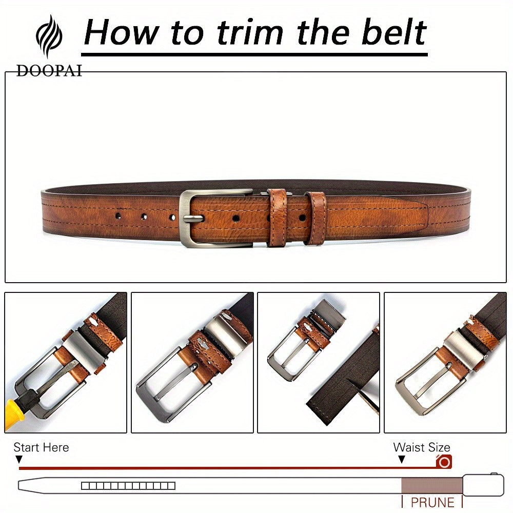 2 Men's Leather Belt Pin Buckle Casual Cowhide Men's Fashion Classic Retro Jeans Belt Gift Band Gift Box Max 54 Inch Waist Circumference