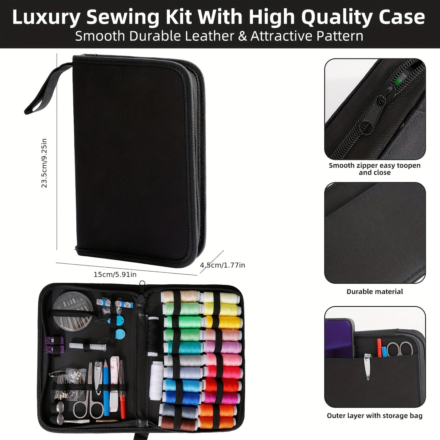 Belt 100 Sewing Kit with Sewing Supplies and Accessories - 24 Color Line、Sewing Kit Products for Small Repair、Basic Mini Travel Sewing Kit for Emergency Repair