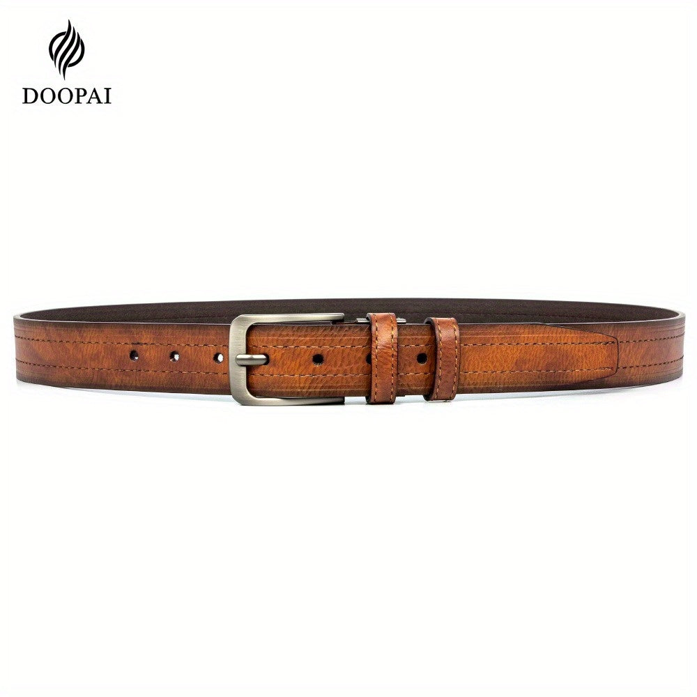 2 Men's Leather Belt Pin Buckle Casual Cowhide Men's Fashion Classic Retro Jeans Belt Gift Band Gift Box Max 54 Inch Waist Circumference