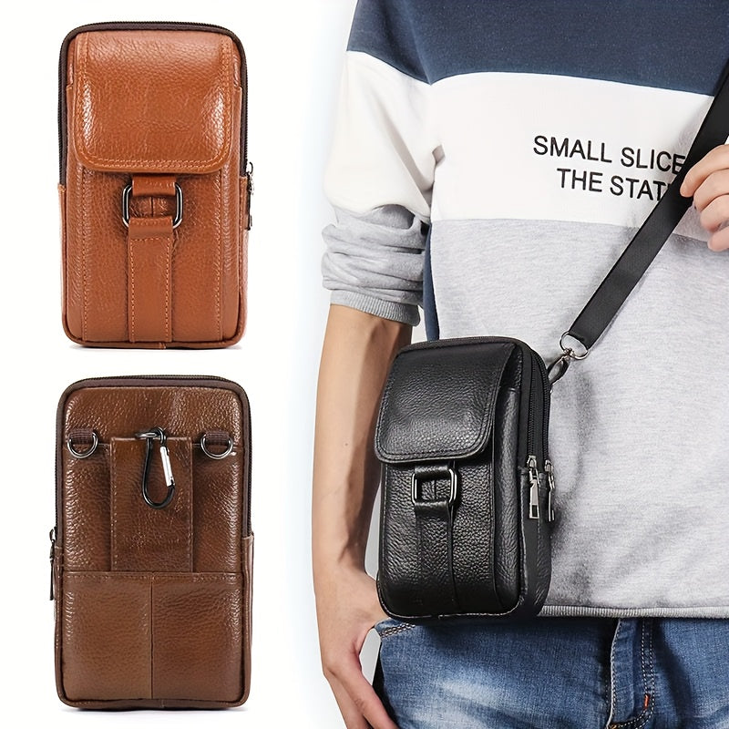 1pc Leather pocket，Top Layer Cowhide Belt Waist Hanging Bag