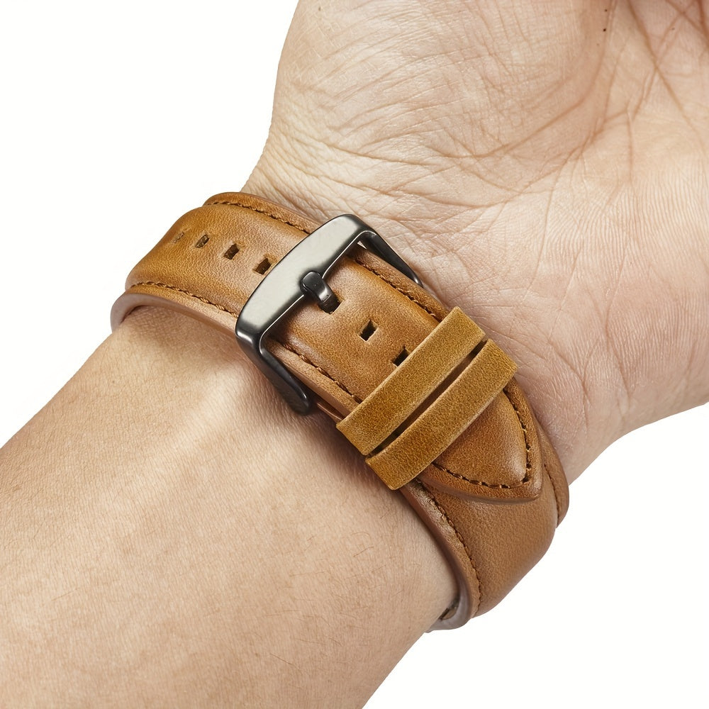 Oil Wax Retro Genuine Leather Strap，20mm 22mm Quick Release Brown Wristband