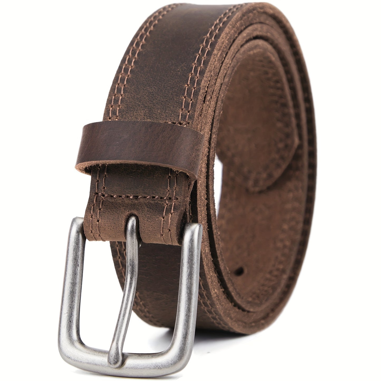 Men's Full Grain Leather Casual Daily Jeans Belt，Handmade Men's Leather Belt with Gift Box