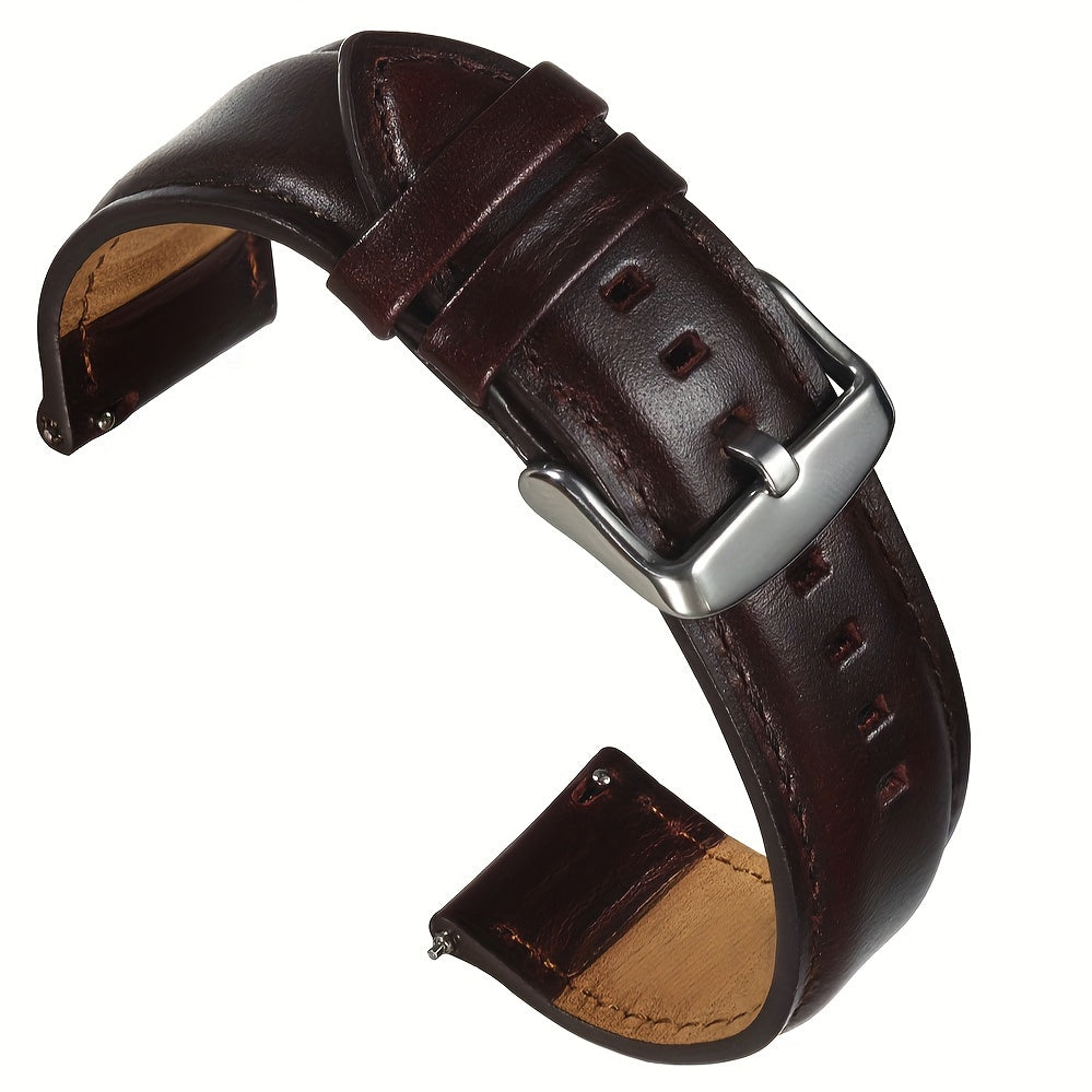 Oil Wax Retro Genuine Leather Strap，20mm 22mm Quick Release Brown Wristband