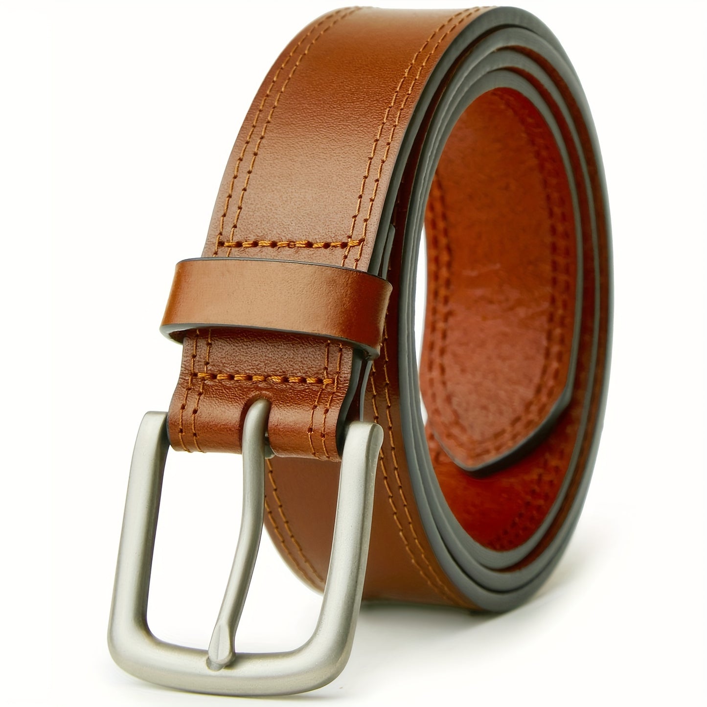 Men's Full Grain Leather Casual Daily Jeans Belt，Handmade Men's Leather Belt with Gift Box