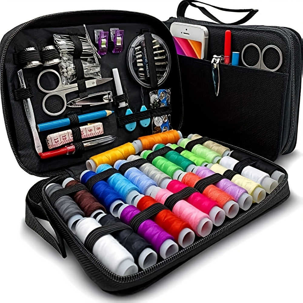 Belt 100 Sewing Kit with Sewing Supplies and Accessories - 24 Color Line、Sewing Kit Products for Small Repair、Basic Mini Travel Sewing Kit for Emergency Repair