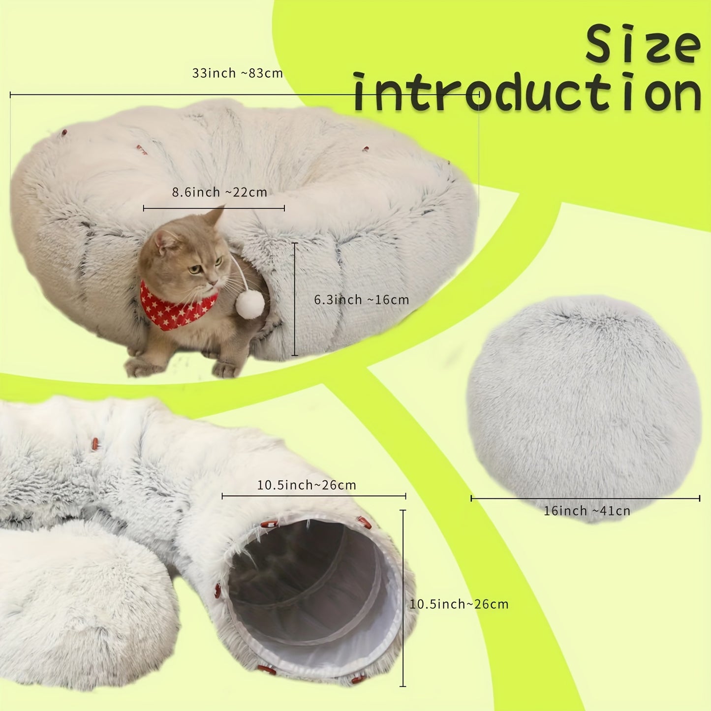 Cat Nest Pet Cat Tunnel Plush Warm Cat Tunnel Foldable Removable Washable Multifunctional Stitching Cat Tunnel