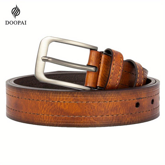 2 Men's Leather Belt Pin Buckle Casual Cowhide Men's Fashion Classic Retro Jeans Belt Gift Band Gift Box Max 54 Inch Waist Circumference