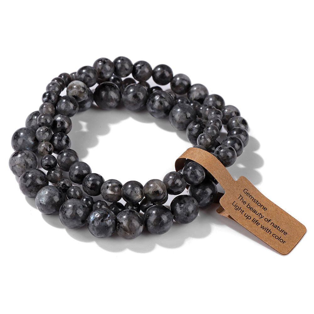 4mm/6mm/8mm Three-Piece Bracelet Stone Bead Elastic String Bracelet Simple Label Combination Men and Women Bracelet