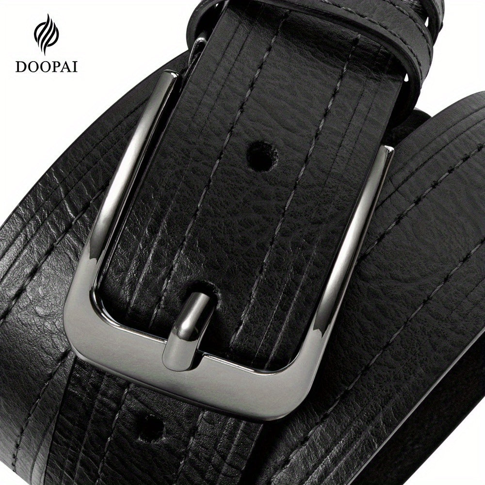 2 Men's Leather Belt Pin Buckle Casual Cowhide Men's Fashion Classic Retro Jeans Belt Gift Band Gift Box Max 54 Inch Waist Circumference