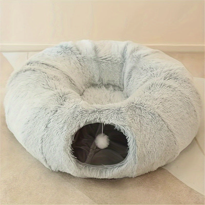 Cat Nest Pet Cat Tunnel Plush Warm Cat Tunnel Foldable Removable Washable Multifunctional Stitching Cat Tunnel