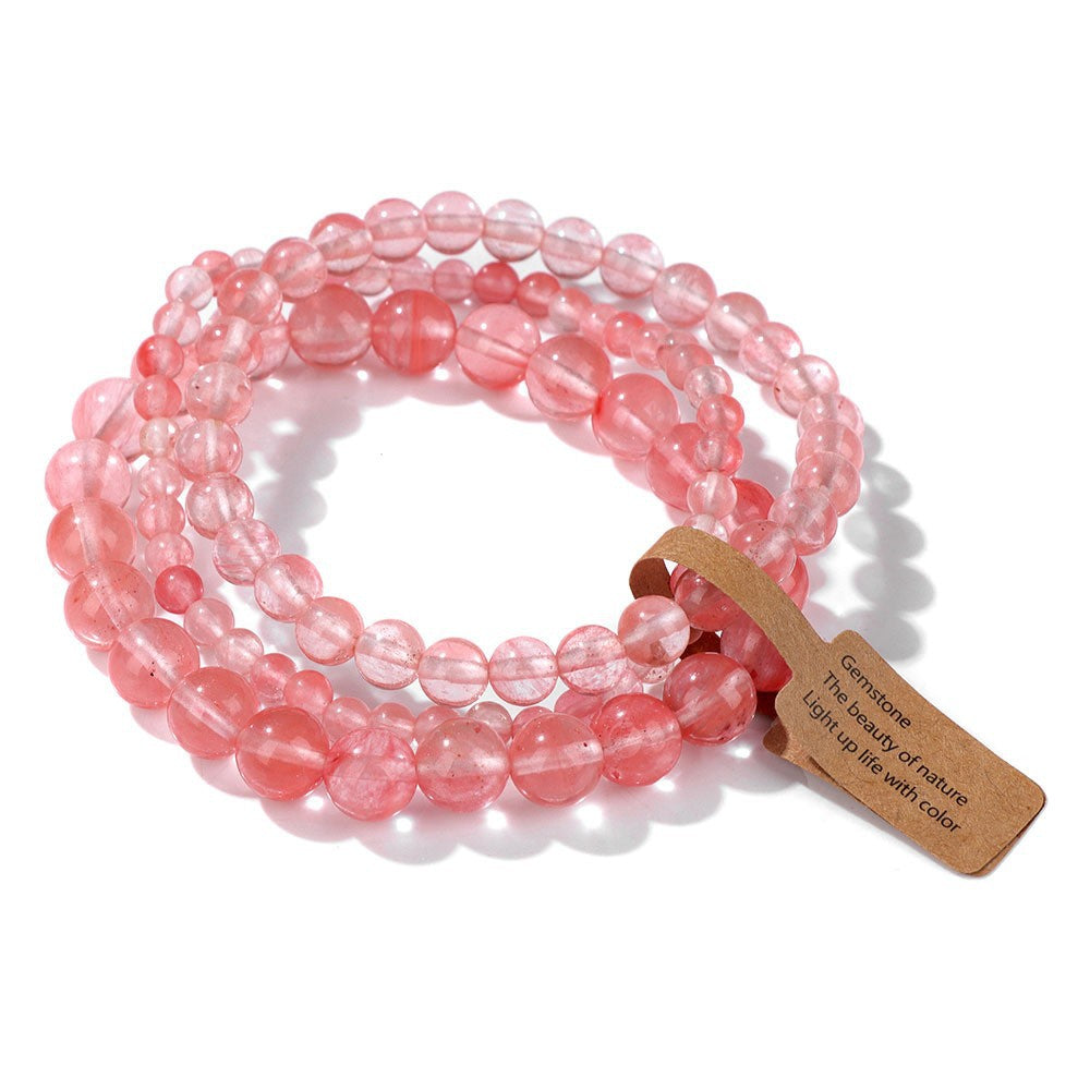 4mm/6mm/8mm Three-Piece Bracelet Stone Bead Elastic String Bracelet Simple Label Combination Men and Women Bracelet