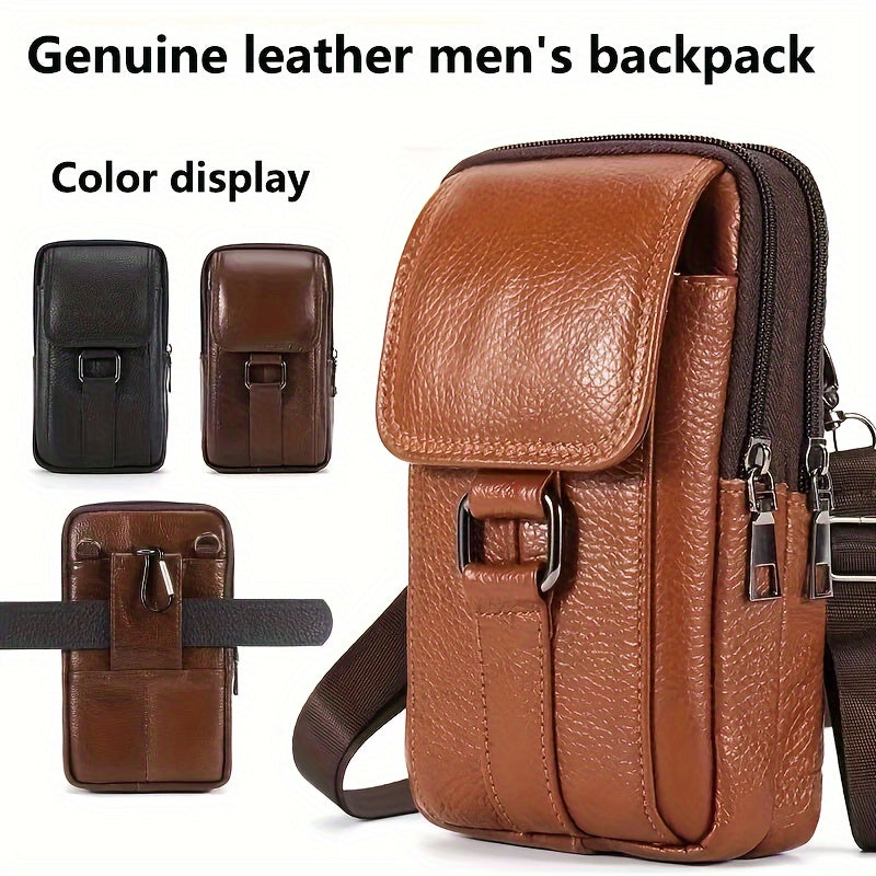 1pc Leather pocket，Top Layer Cowhide Belt Waist Hanging Bag